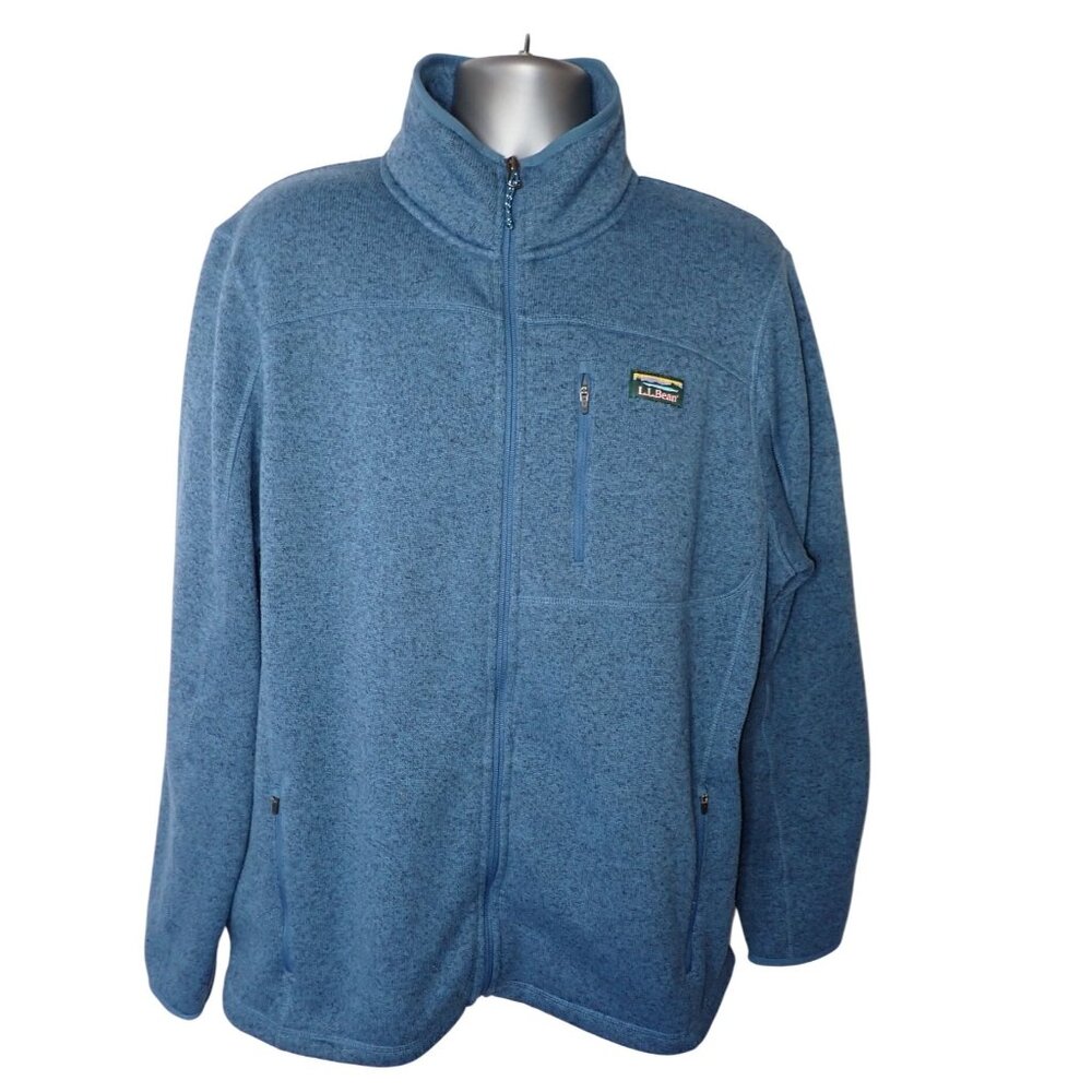 Men's L.L.Bean Sweater Fleece Full-Zip Jacket Blue Size XL Tall XLT Hike Trail